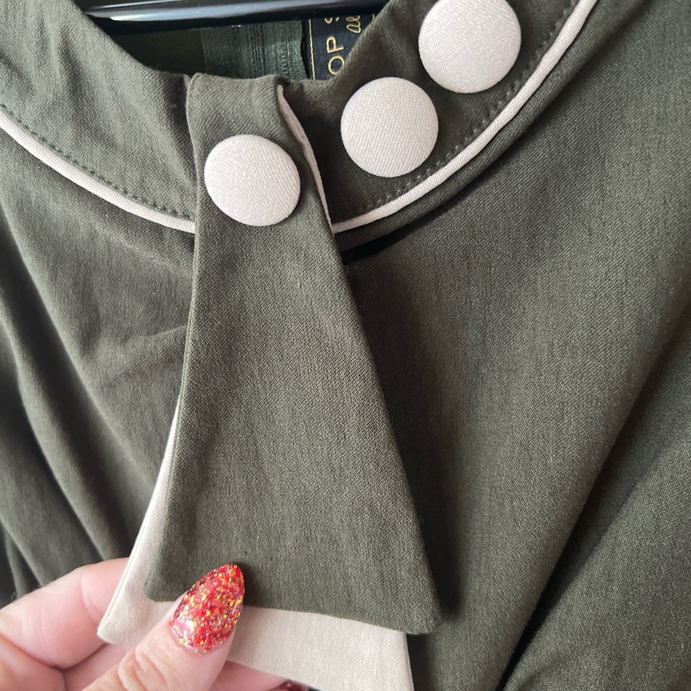 NWT Stop Staring 30s Bombshell Fitted Wiggle Dress Size Medium Army Olive Green - Picture 6 of 15